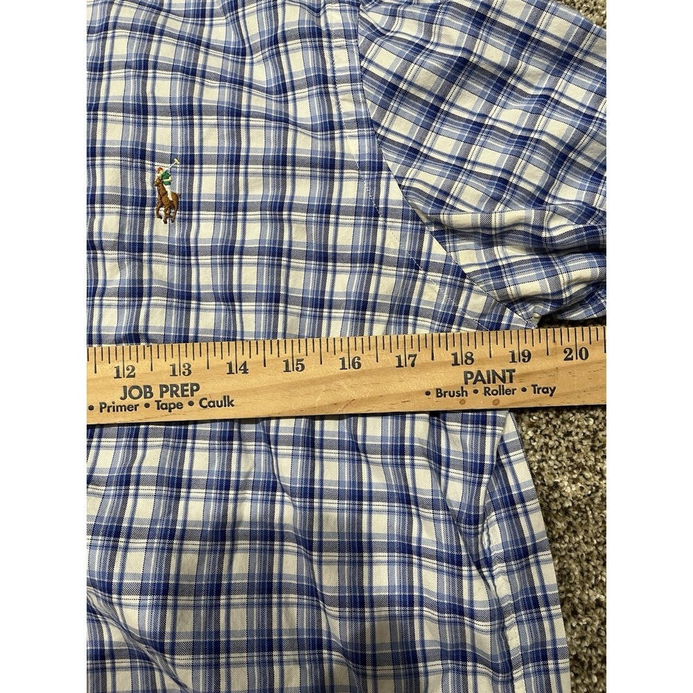 Ralph Lauren Cotton Blue and White Plaid Striped Button Down Shirt Men's Medium - Picture 8 of 9